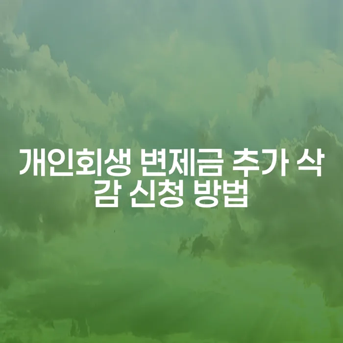 개인회생 변제금 추가 삭감 신청 방법, 어떻게 해야 할까요?
