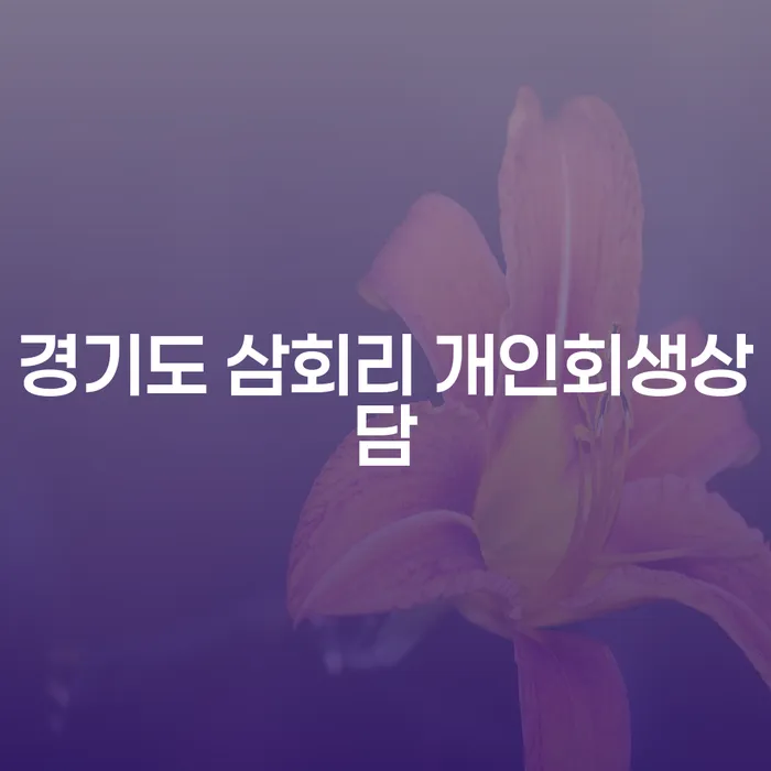 경기도 삼회리에서 개인회생상담을 받아야 하는 이유는 무엇일까요?